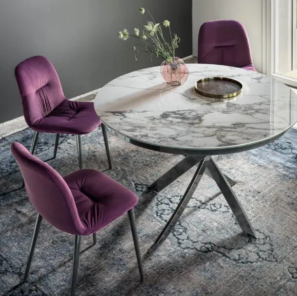 Table ronde Barone en SuperMarbre de Bontempi