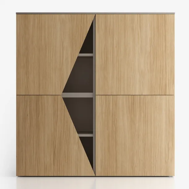 Bahut haut avec portes obliques en mélaminé Pratico L1225 H1283 de Santa