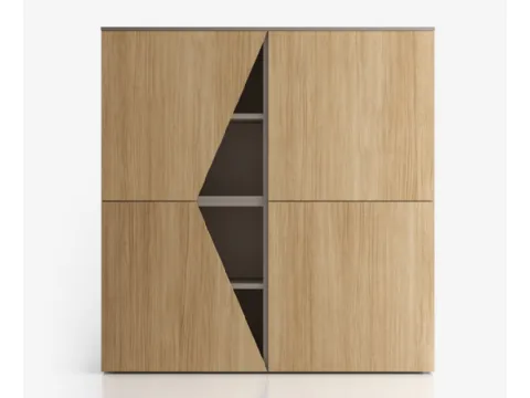 Bahut haut avec portes obliques en mélaminé Pratico L1225 H1283 de Santa