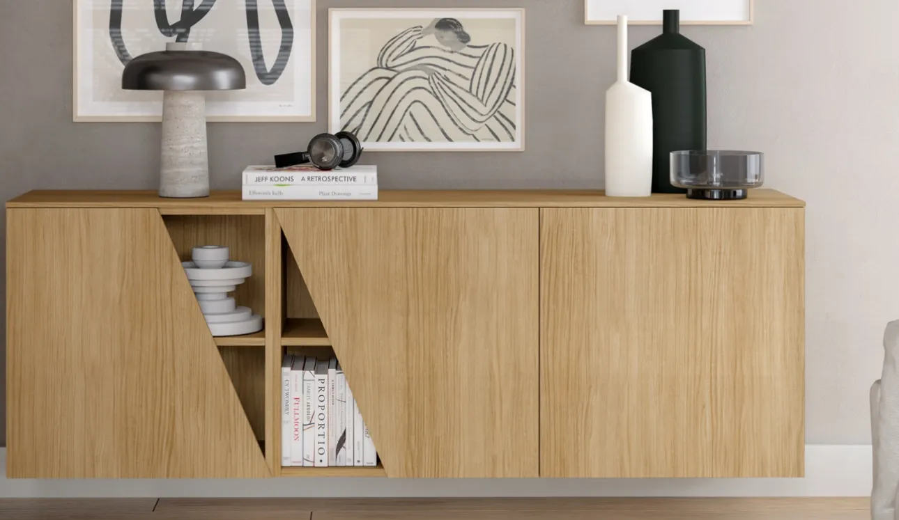 Buffet suspendu avec portes obliques Pratico L1838 H636 par SantaLuc