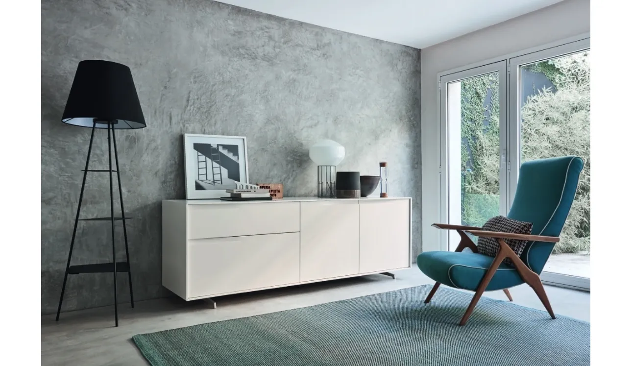 Bahut Vela 02 en laqué Magnolia de Sangiacomo