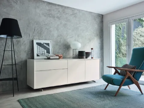 Bahut Vela 02 en laqué Magnolia de Sangiacomo