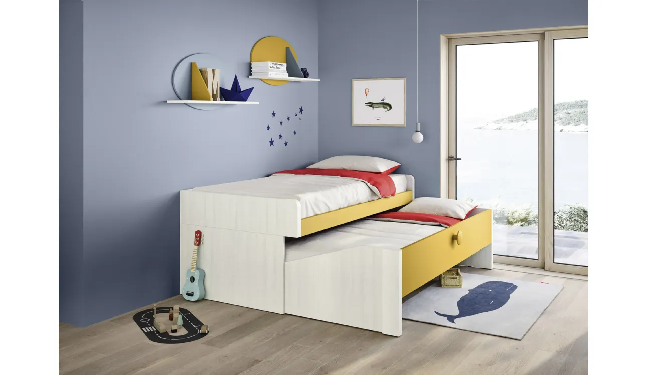 Chambre économiseuse d'espace Lit Pablo avec second lit gigogne de Nidi