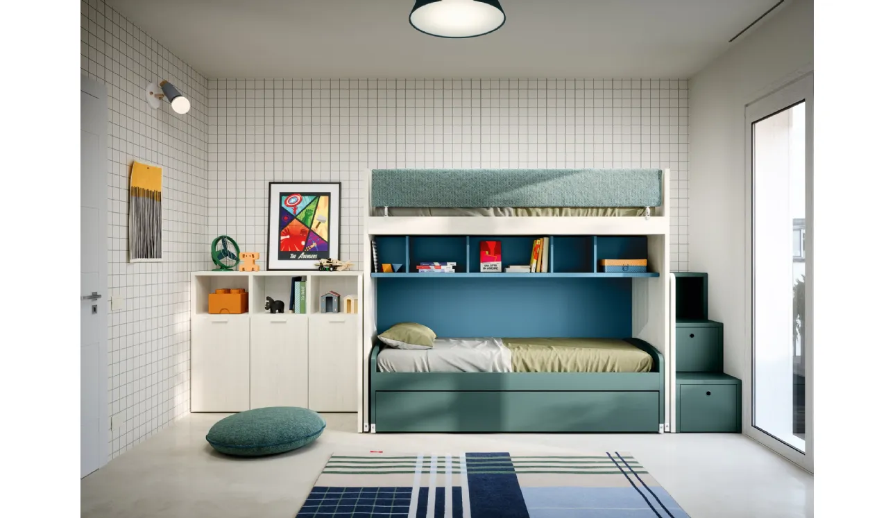 Chambre en mezzanine avec lits gigognes de Nidi
