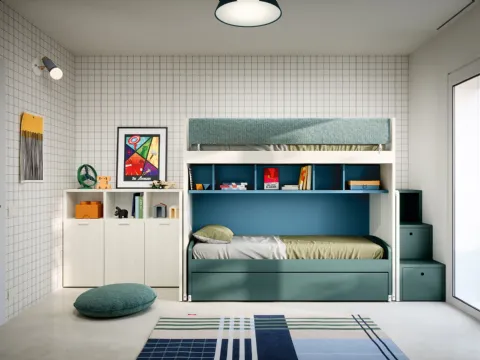 Chambre en mezzanine avec lits gigognes de Nidi