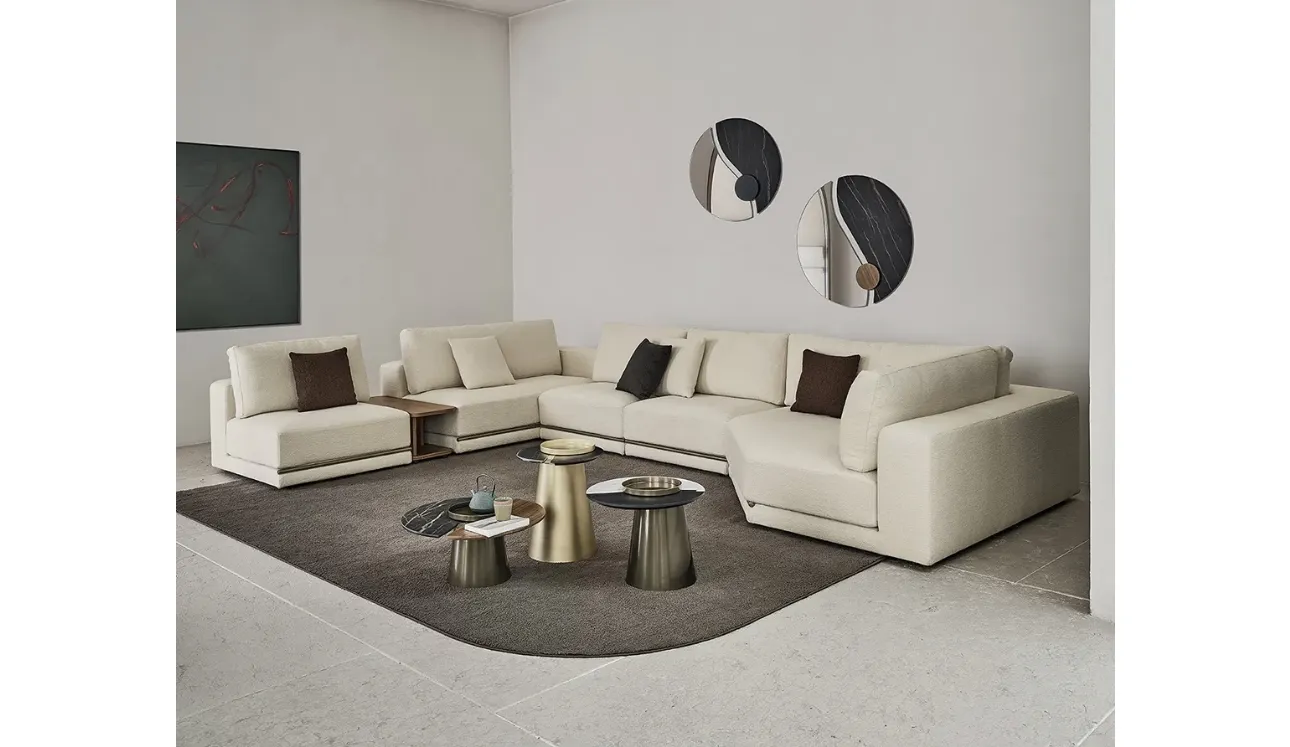 Miroir Luxor avec des éléments décoratifs en SuperMarmo et bois de Bontempi