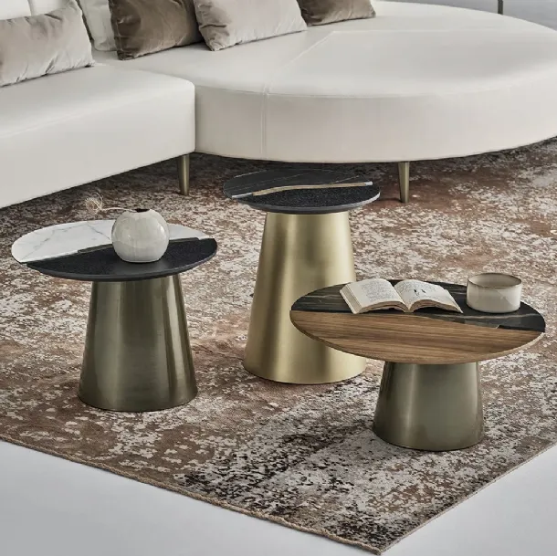 Table basse Yang en bois et SuperMarmo de Bontempi