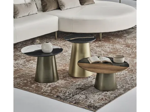 Table basse Yang en bois et SuperMarmo de Bontempi