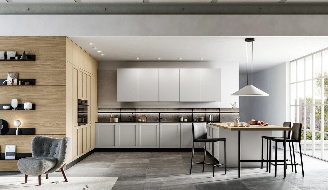 Cuisine moderne d'angle en PET et stratifié Alma d'Arredo3