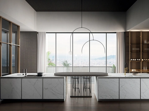 Cuisine moderne avec îlot Kronos 01 en laminam de Arredo3