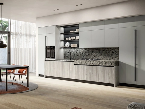 Cuisine moderne linéaire Cloe 02 en stratifié et laqué d'Arredo3