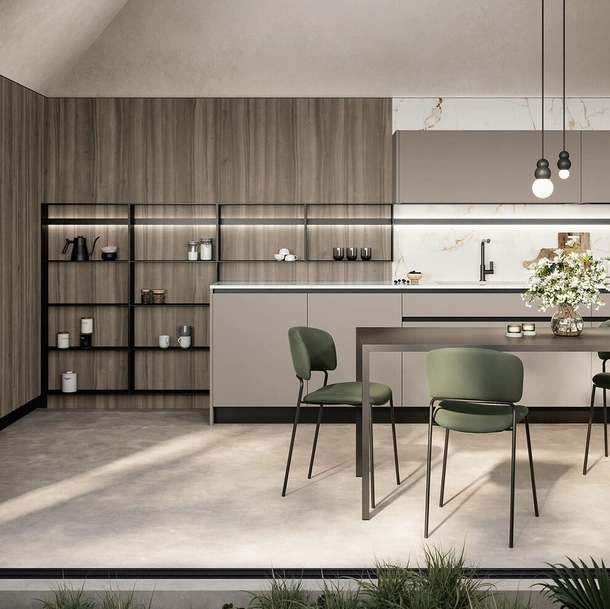 Cuisine moderne d'angle Cloe 04 en laque et stratifié de Arredo3