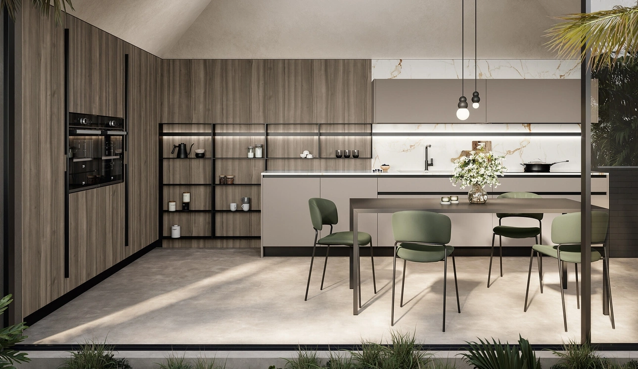Cuisine moderne d'angle Cloe 04 en laque et stratifié de Arredo3