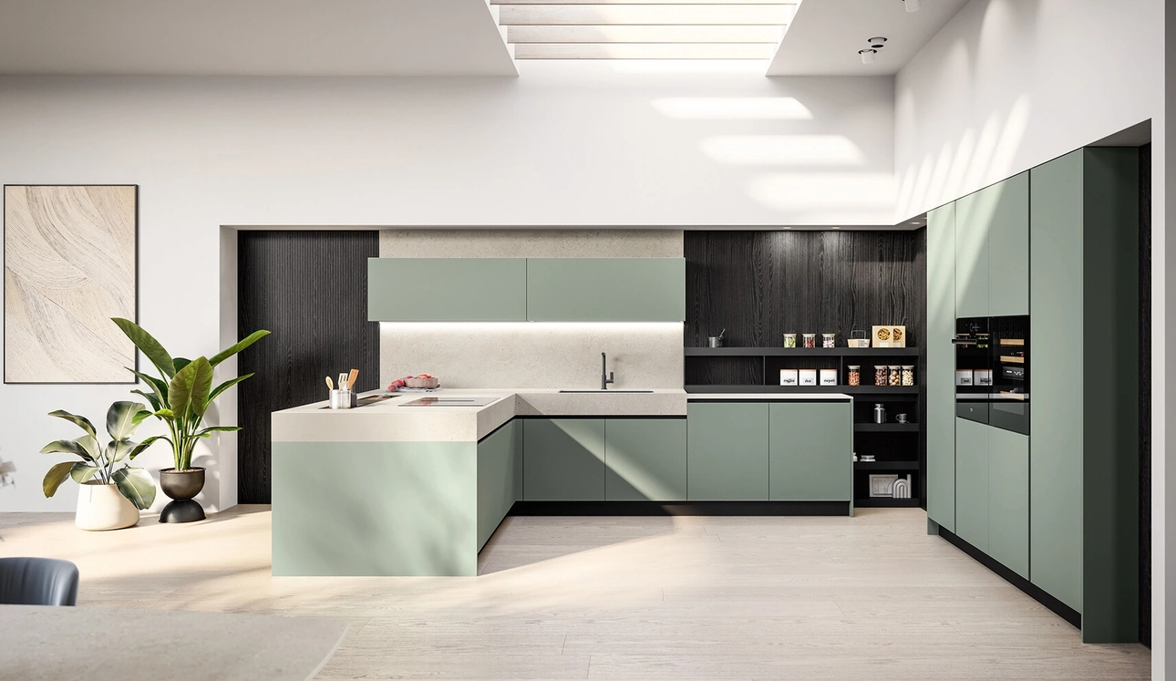 Cuisine moderne en stratifié avec îlot Cloe de Arredo3