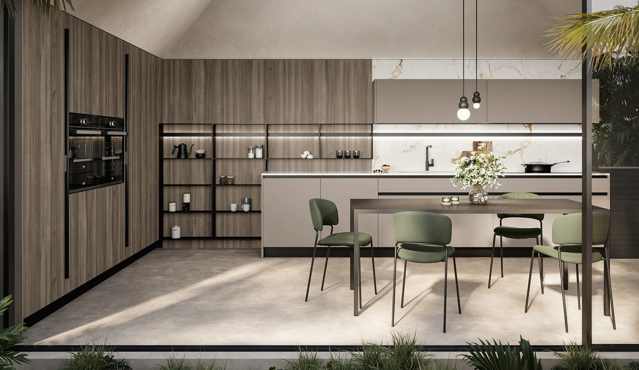 Cuisine moderne d'angle en laque et stratifié Cloe d'Arredo3