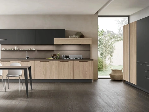 Cuisine Moderne linéaire Infinity 09 en Chêne et PET de Stosa