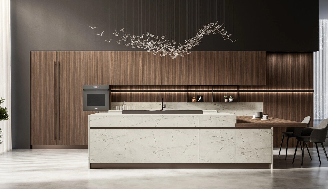 Cuisine moderne avec îlot en HPL et stratifié Kalì d'Arredo3