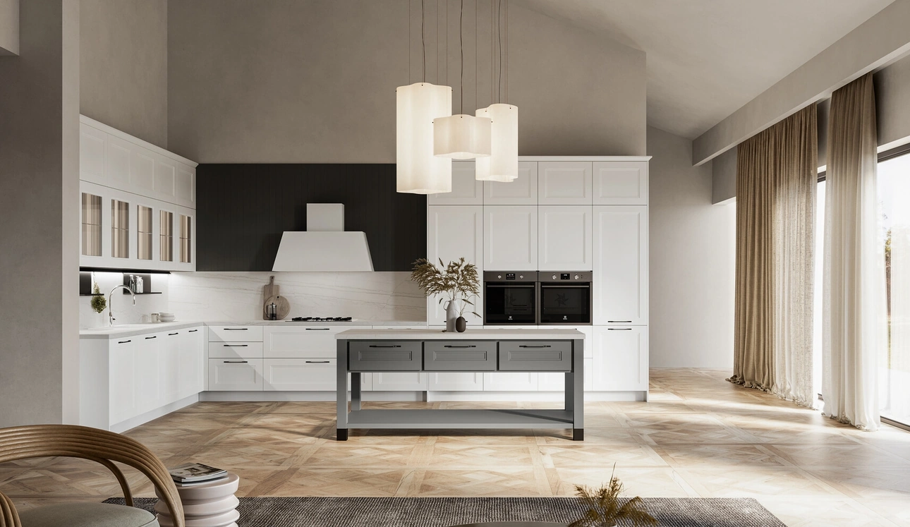 Cuisine moderne d'angle Meg en polymère d'Arredo3