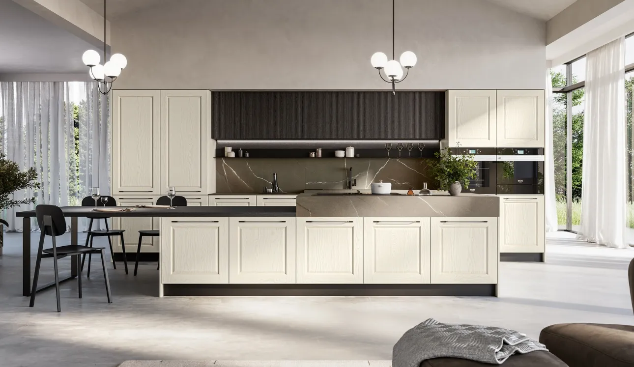 Cuisine classique avec îlot Asolo 01 par Arredo3