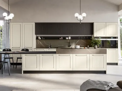 Cuisine classique en frêne blanc avec îlot Asolo de Arredo3