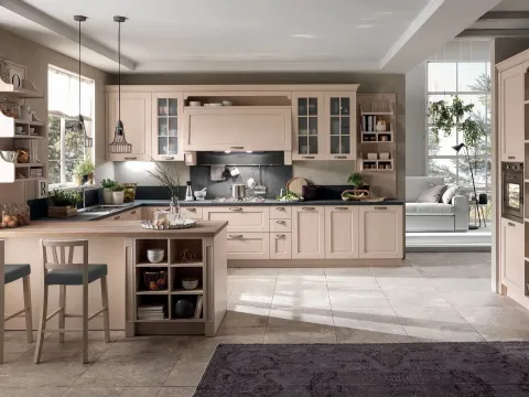 Cuisine classique en frêne avec péninsule Virginia 03 de Stosa.