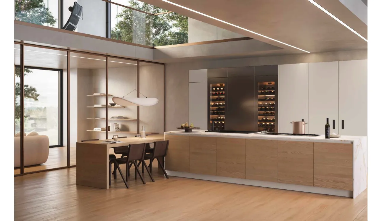 Cuisine Design 01 en chêne clair avec îlot Garofoli.