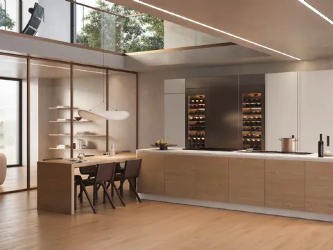 Cuisine Design 01 en chêne clair avec îlot Garofoli.