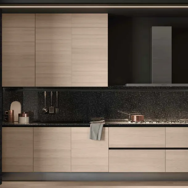 Cucina Design 05 encastrable en chêne ice et chêne noir de Garofoli