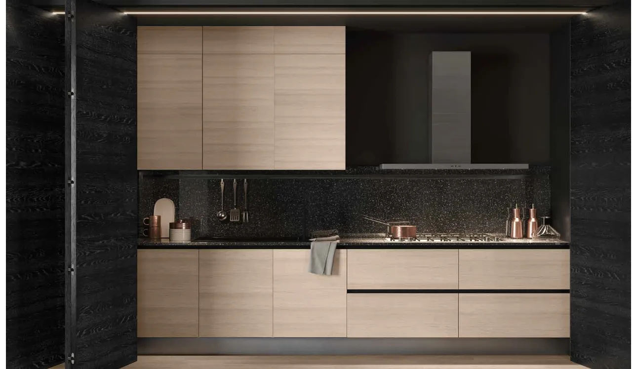 Cucina Design 05 encastrable en chêne ice et chêne noir de Garofoli