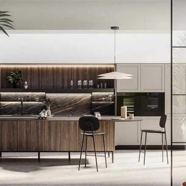 Cuisine moderne en stratifié et PET avec île Alma d'Arredo3