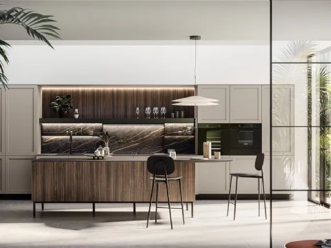 Cuisine moderne en stratifié et PET avec île Alma d'Arredo3