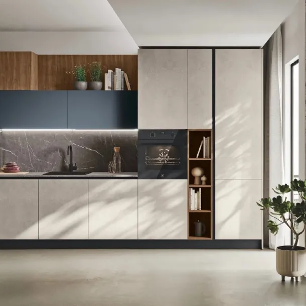 Cuisine moderne en angle Art-Kaya 06 en béton texturé de Stosa.