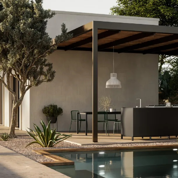 Cuisine moderne en aluminium pour l'extérieur Aura 03 d'Arredo3.