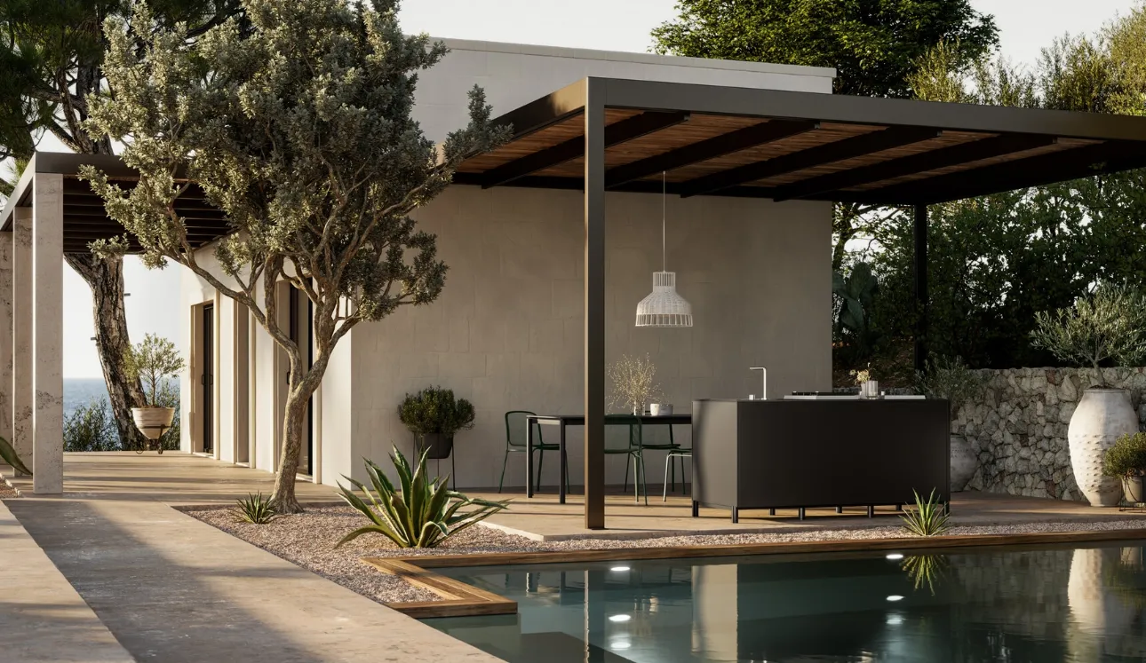 Cuisine moderne en aluminium pour l'extérieur Aura 03 d'Arredo3.