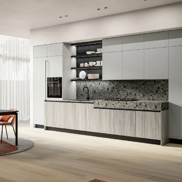 Cuisine moderne linéaire Cloe 02 en stratifié et laqué d'Arredo3