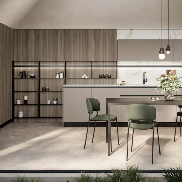Cuisine moderne d'angle Cloe 04 en laque et stratifié de Arredo3