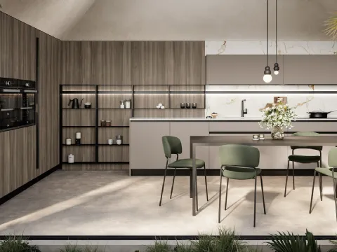 Cuisine moderne d'angle Cloe 04 en laque et stratifié de Arredo3