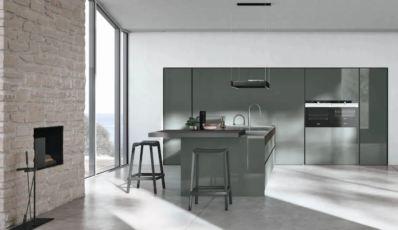 Cuisine moderne avec îlot de couleur tendance 06 de Stosa