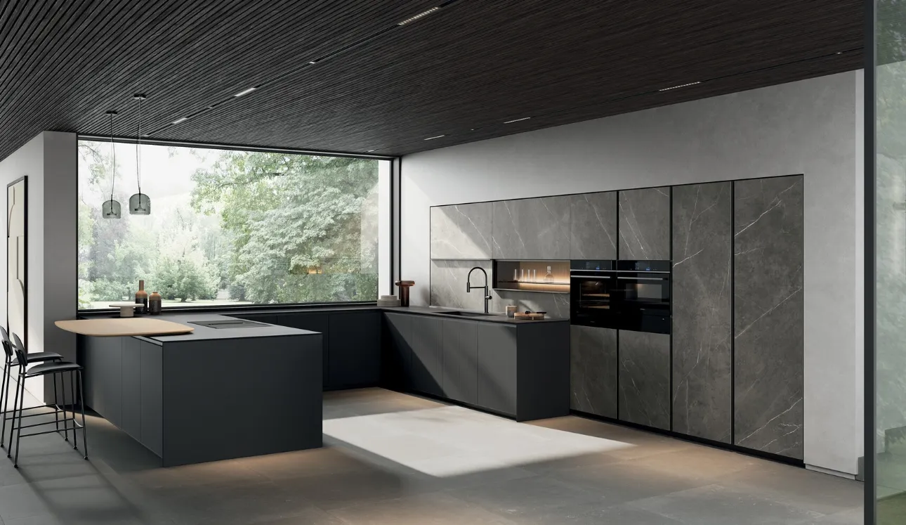 Cuisine moderne avec îlot en verre de Arredo3