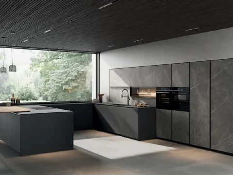 Cuisine moderne avec îlot en verre de Arredo3