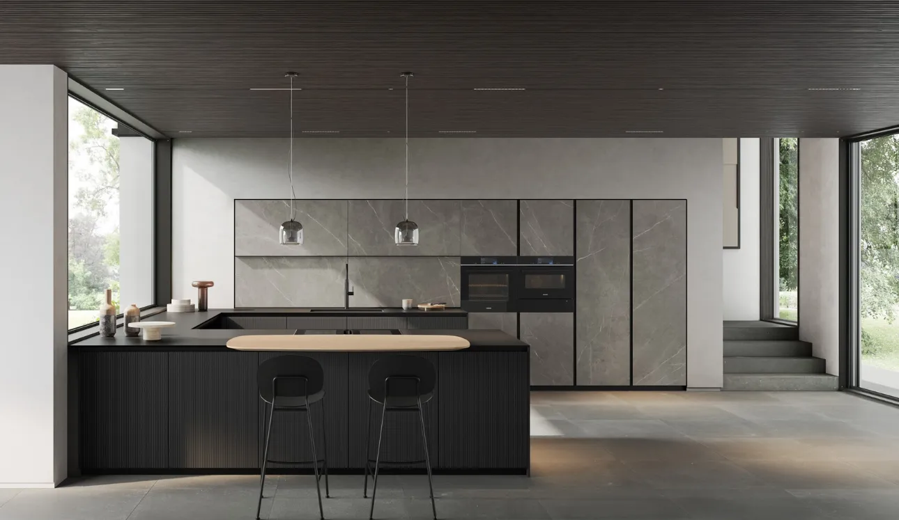Cuisine Moderne avec îlot en verre de Arredo3