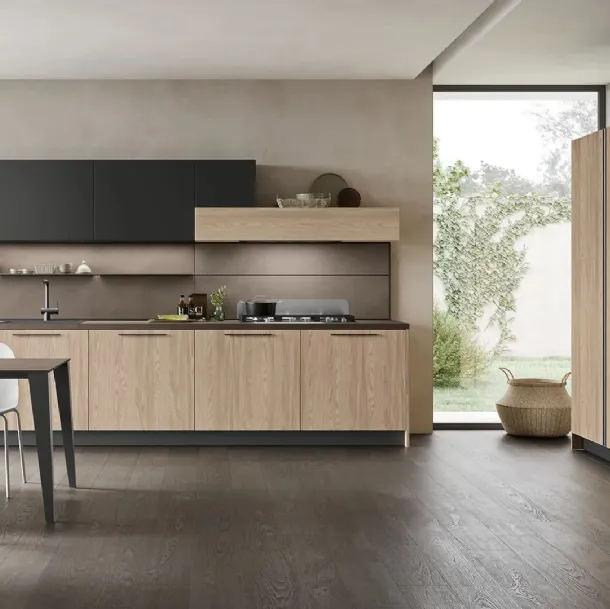 Cuisine Moderne linéaire Infinity 09 en Chêne et PET de Stosa