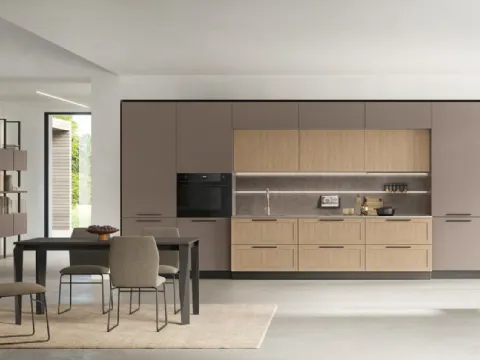 Cuisine moderne Infinity Modern 04 en Pet et Chêne thermo-structuré de Stosa.
