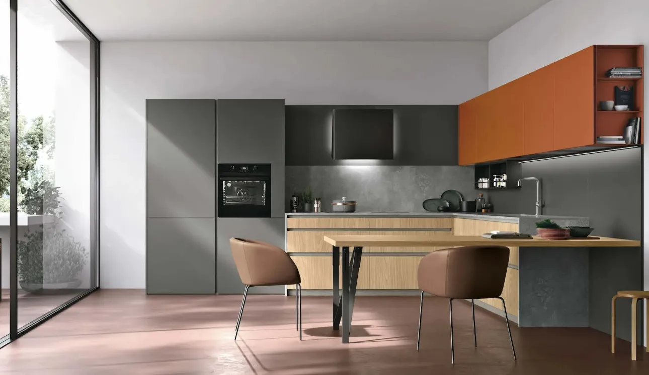 Cuisine moderne en angle avec îlot Metropolis 13 de Stosa