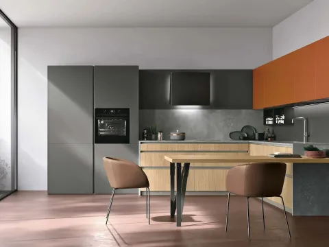 Cuisine moderne en angle avec îlot Metropolis 13 de Stosa