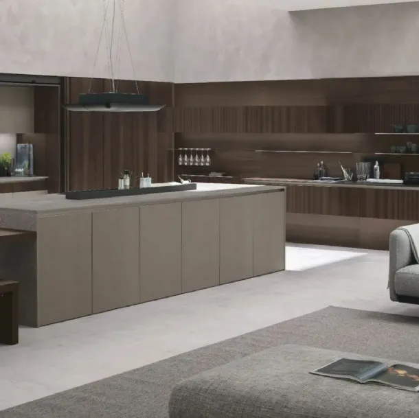 Cuisine Moderne Naturelle 01 en chêne et Neolith® Cement Satin de Stosa