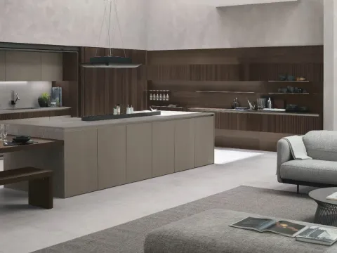 Cuisine Moderne Naturelle 01 en chêne et Neolith® Cement Satin de Stosa