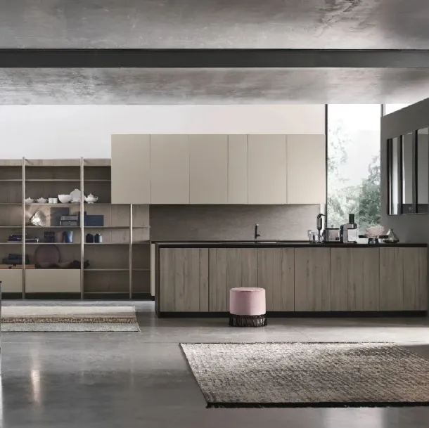Cuisine moderne avec îlot Natural 08 de Stosa.