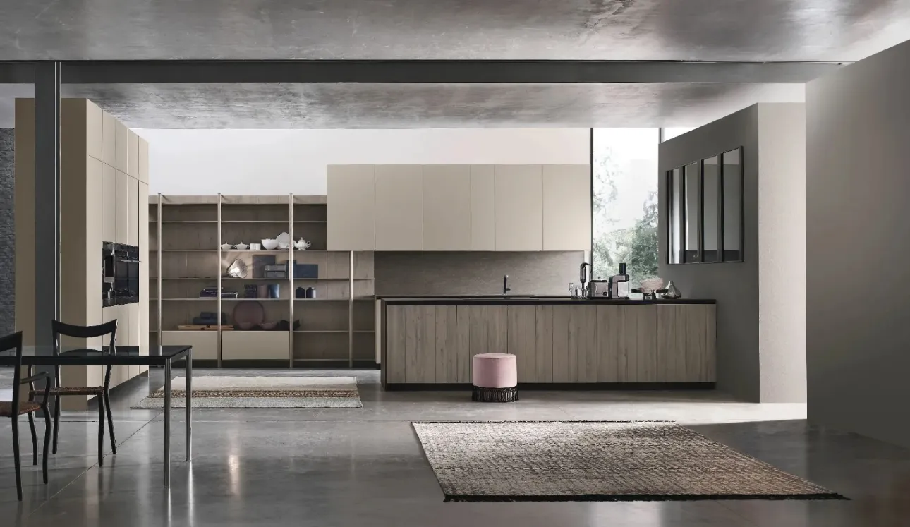 Cuisine moderne avec îlot Natural 08 de Stosa.