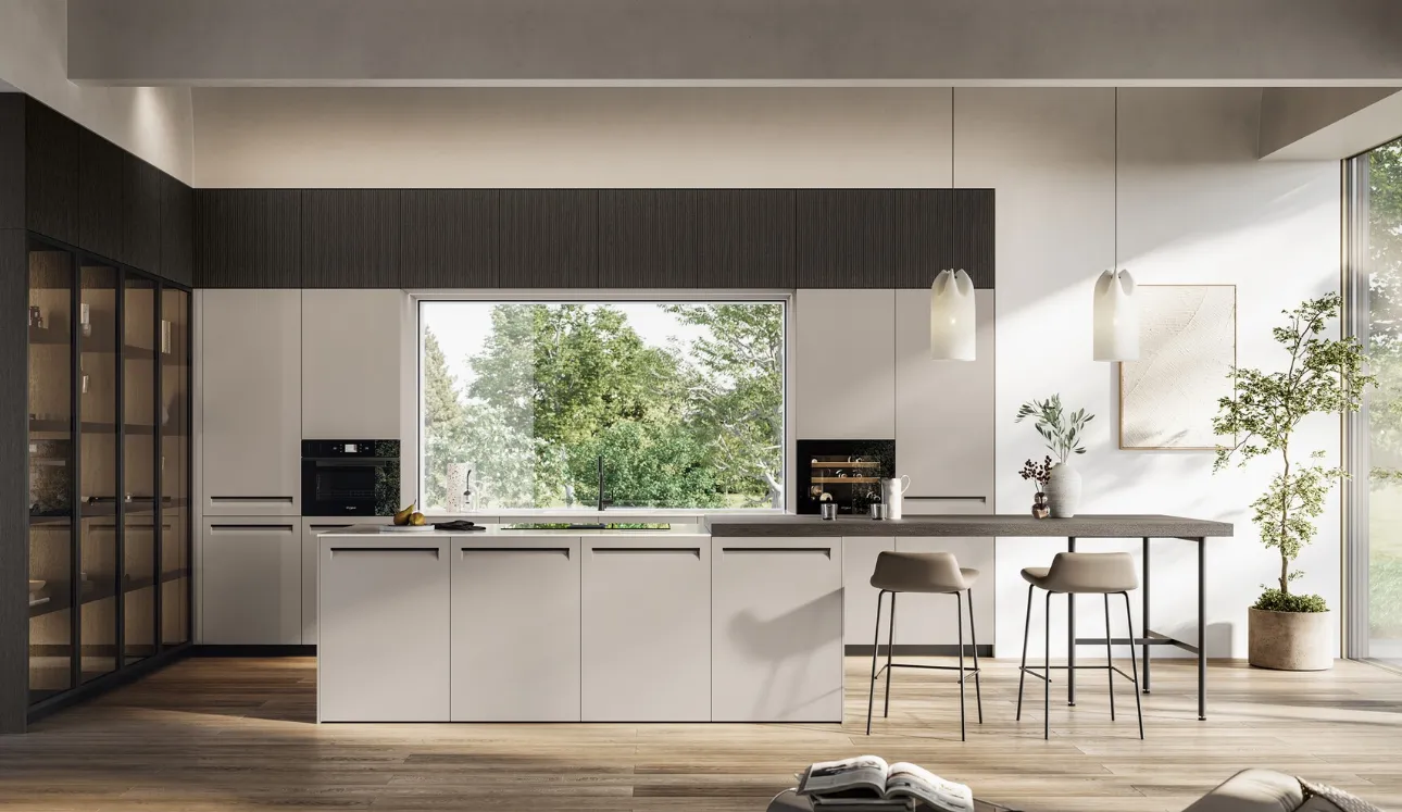 Cuisine moderne en PET avec îlot Tekna de Arredo3